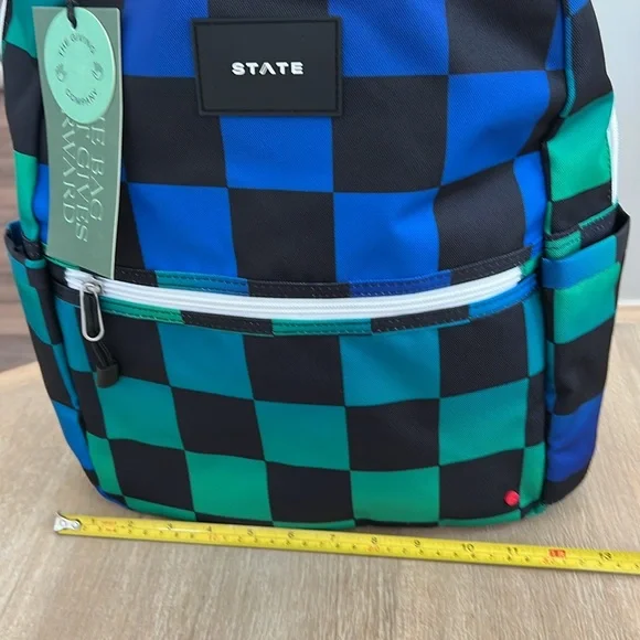 New State Bags Kane Kids Travel Backpack Blue Checkerboard Boy - Picture 5 of 11